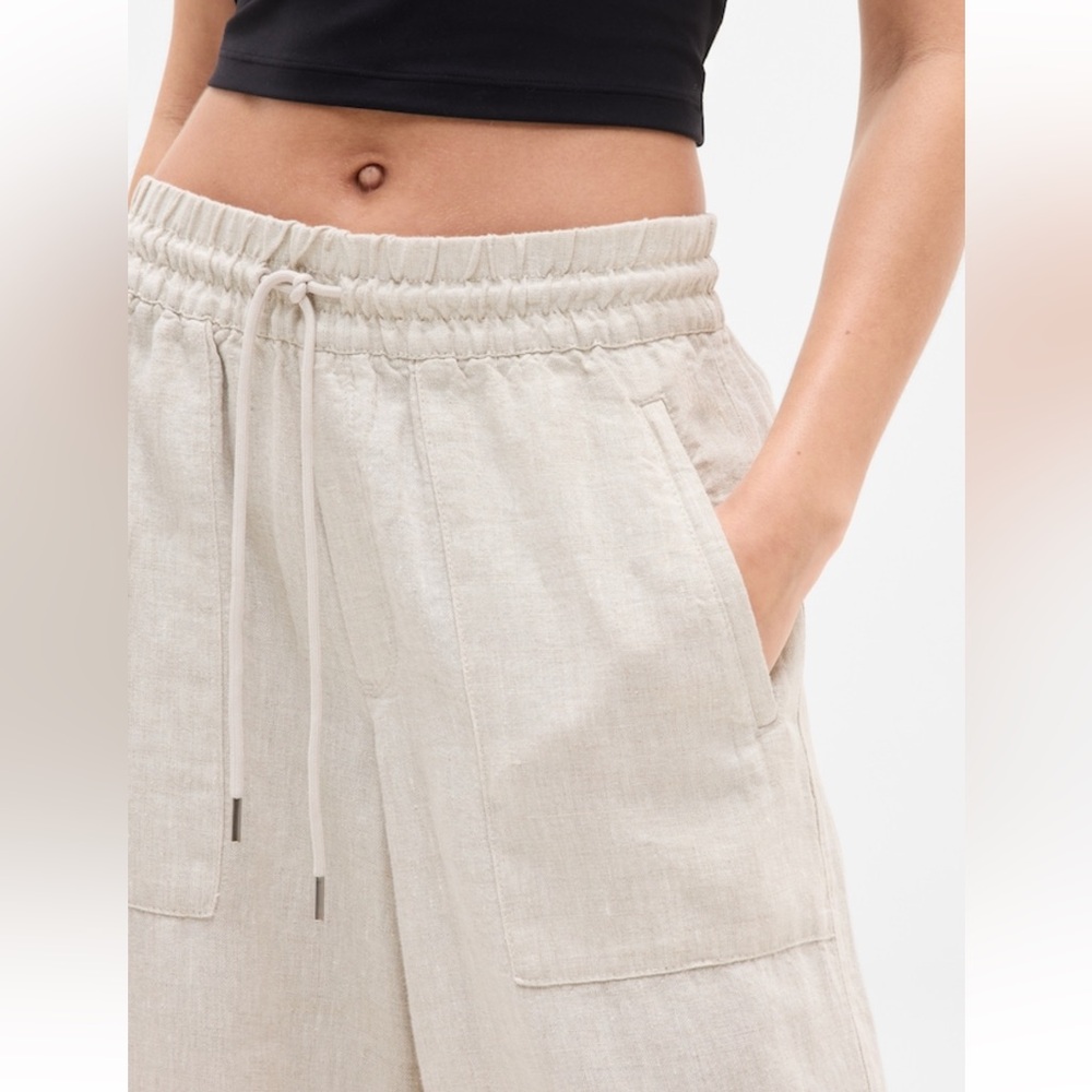 NWT Athleta Retreat 100% Linen Wide Leg Pant Size Large L in color ‘Undyed’ - Picture 5 of 8